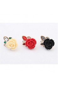 Hot Sale Classic Beige Black Rose Flower Stud Earrings For Women Girls Brincos Jewelry New Fashion