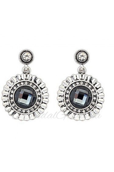 HOT Simulated Gem Austrian Rhinestone Round Shape Ladies Super Large Drop Earrings For Women