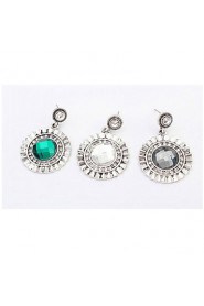 HOT Simulated Gem Austrian Rhinestone Round Shape Ladies Super Large Drop Earrings For Women