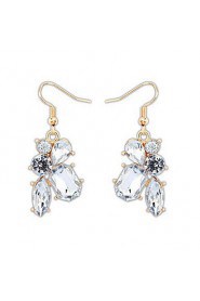 Fashion Sweet Women Simulated Gemstone Pure and Fresh Irregular White Rhinestone Drop Earrings