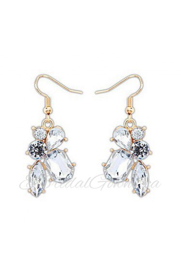 Fashion Sweet Women Simulated Gemstone Pure and Fresh Irregular White Rhinestone Drop Earrings