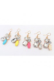 Fashion Sweet Women Simulated Gemstone Pure and Fresh Irregular White Rhinestone Drop Earrings