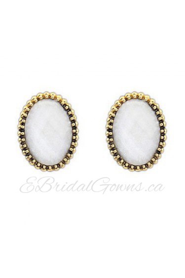 Fashion Jewelry Vintage Look Antique Simple Oval Candy Colors Stud Earrings Trendy Gifts For Women