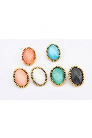 Fashion Jewelry Vintage Look Antique Simple Oval Candy Colors Stud Earrings Trendy Gifts For Women