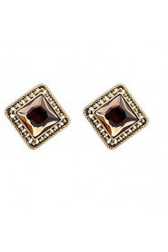 Super Retro Palace Lots Colors Square Alloy Stud Earrings for Vintage Women