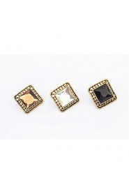 Super Retro Palace Lots Colors Square Alloy Stud Earrings for Vintage Women