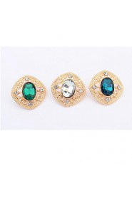 Shinning Round Rhinestone Oval Alloy Stud Earrings Office Fashion Women Summer Style Luxury Jewelry