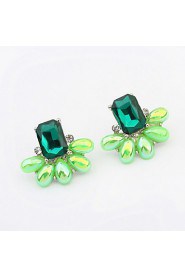 Irregular Ear Studs Green White Blue Alloy Earrings Fashion Women Wonderful Jewelry