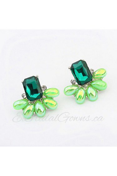 Irregular Ear Studs Green White Blue Alloy Earrings Fashion Women Wonderful Jewelry