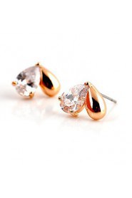 Brass With Cubic Zirconia Stud Earrings