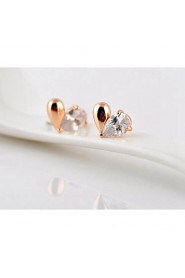 Brass With Cubic Zirconia Stud Earrings