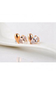 Brass With Cubic Zirconia Stud Earrings