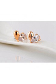 Brass With Cubic Zirconia Stud Earrings