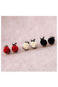 Women's Rose Flower Resin Stud Earrings