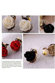 Women's Rose Flower Resin Stud Earrings