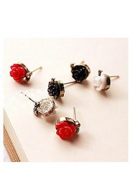 Women's Rose Flower Resin Stud Earrings