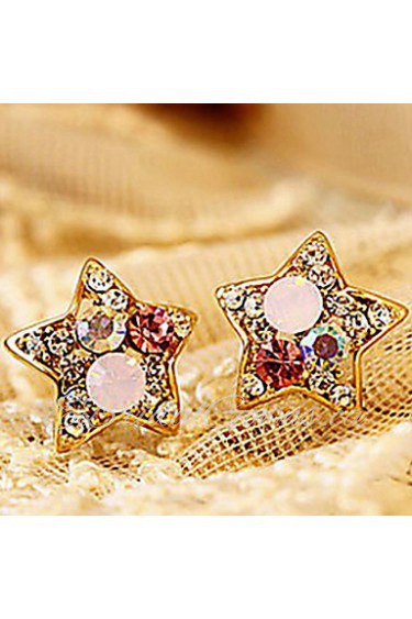 Women's Colorful Cute Pentagram Diamond Earrings