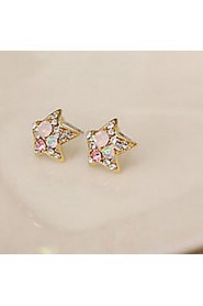 Women's Colorful Cute Pentagram Diamond Earrings