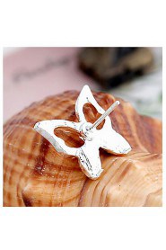 Fashion Pierced Butterfly Clear Rhinestone With Silver Alloy Stud Earrings