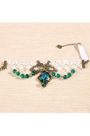 Fashion Green Rose Crystal Bead Lace Bracelet