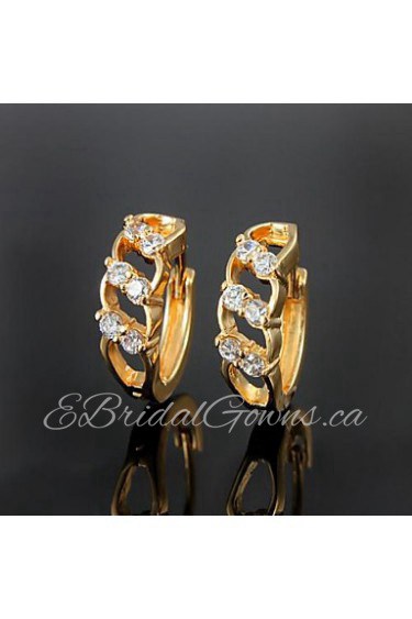 Girl Friend Gift Brass Yellow Gold Plated with Cubic Zirconia Girls' Earrings(More Colors)