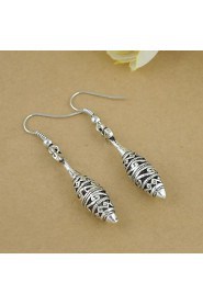 Tibetan Silver Stereo Carve Vases Earrings