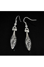 Tibetan Silver Stereo Carve Vases Earrings