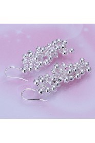 Simple Grape Shape Silver Plated Foreign Trade Earring(Silver)(1Pair)