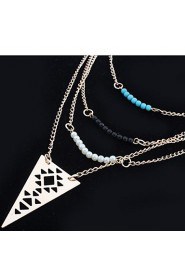 Women's Europe And The United States Three Layers Hollow Out The Triangle Alloy Necklace Sweater Chain