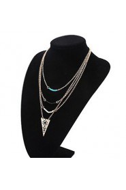 Women's Europe And The United States Three Layers Hollow Out The Triangle Alloy Necklace Sweater Chain