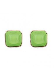 Romantic Korean Style Colorful Fashion Women Accessories Sweet Bright Glaze Square Ear Studs Candy Color Square Earrings