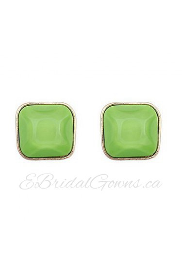 Romantic Korean Style Colorful Fashion Women Accessories Sweet Bright Glaze Square Ear Studs Candy Color Square Earrings