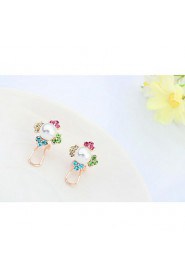 Korean Fashion Four Leaf Flower Clover Bright Simulated Pearl Alloy Earrings Women Wonderful Rhinestone Jewelry