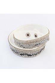 European Style Fashion Multilayer Wild PU Rhinestone Bracelet