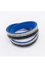 European Style Fashion Multilayer Wild PU Rhinestone Bracelet