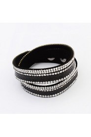 European Style Fashion Multilayer Wild PU Rhinestone Bracelet