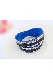 European Style Fashion Multilayer Wild PU Rhinestone Bracelet