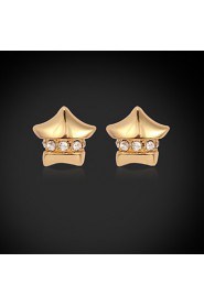 InStyle 18K Chunky Gold Plated Heats Stud Rhinestone Earrings High Quality