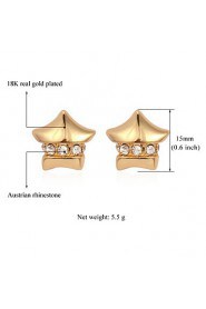 InStyle 18K Chunky Gold Plated Heats Stud Rhinestone Earrings High Quality