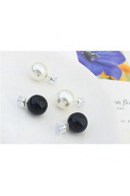 Charming Imitation Pearl Statement Earrings Rhinestone Crown Ear Studs Classic Wedding Jewelry Women