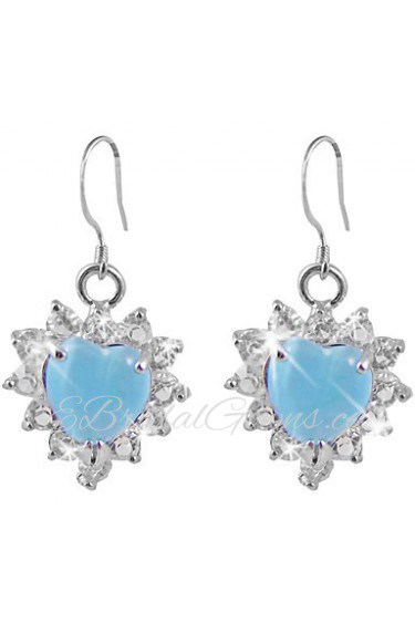 Lovely Platinum Plated Heart Cut Cubic Zirconia Earrings