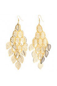 Lucky Leaf Shape Hollow Out Gold Plated Earrings