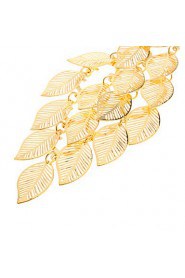 Lucky Leaf Shape Hollow Out Gold Plated Earrings