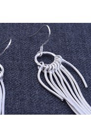 925 Silver Plating European Style Fashion Silver Snakelike Chain Drop Earrings