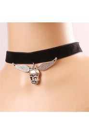 Retro 3D Skull Angel Wings Necklace