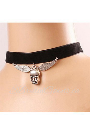 Retro 3D Skull Angel Wings Necklace