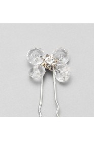 Women's / Flower Girl's Rhinestone / Crystal / Alloy Headpiece-Wedding / Special Occasion Hair Pin 1 Piece White Round