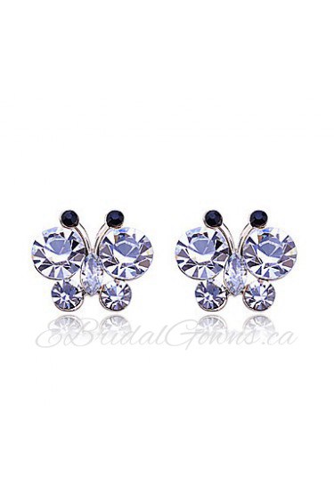 Korean Fashion Studded With Drill Delicacy Butterfly Alloy Stud Earrings