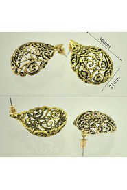 Unique Carving Hollow Out Design Vintage Earrings Jewelry