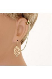 Women's European And American Simple Leaves Chain Earrings